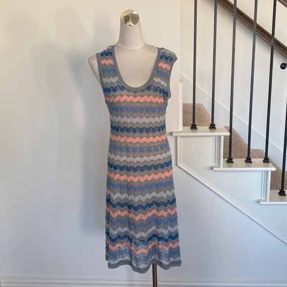 MISSONI Zig Zag sleeveless fit and flare Midi Dress size 44